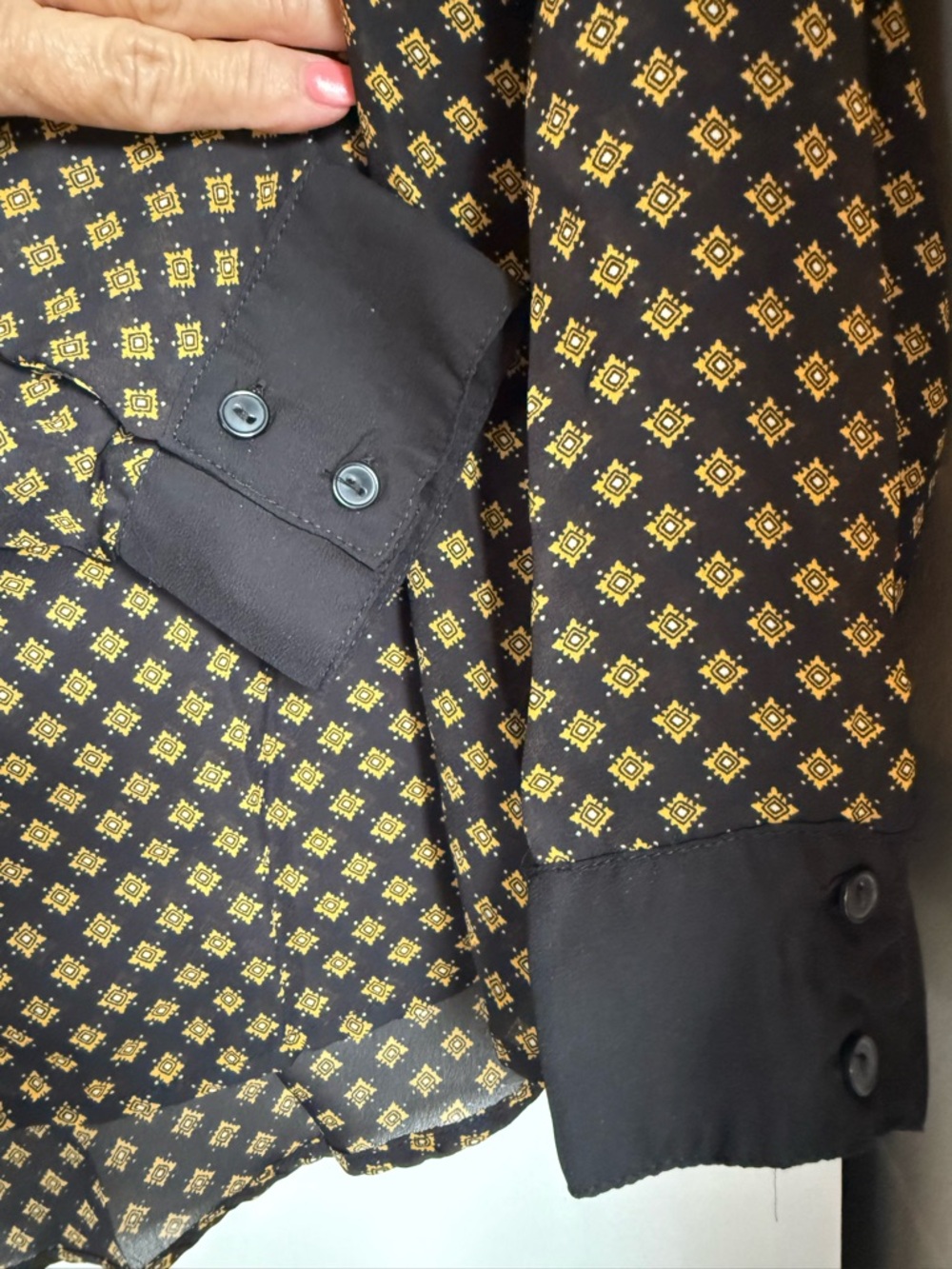 Metaphor Black & Gold Patterned Long-Sleeve Shirt with embellished collar - Picture 2 of 5